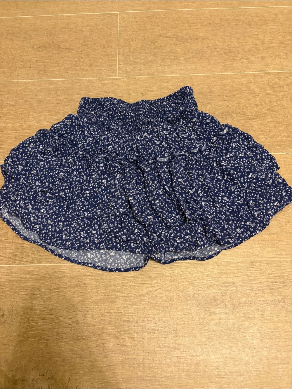 Sienna Sky Navy Blue Mini Circle Skirt with White Floral Print